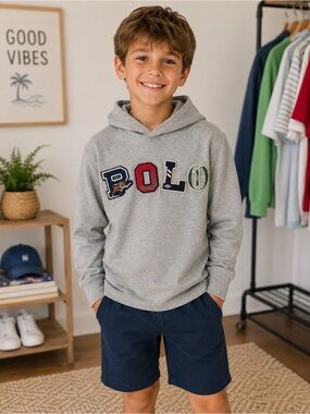 Boys Polo light - weight hooded long sleeve